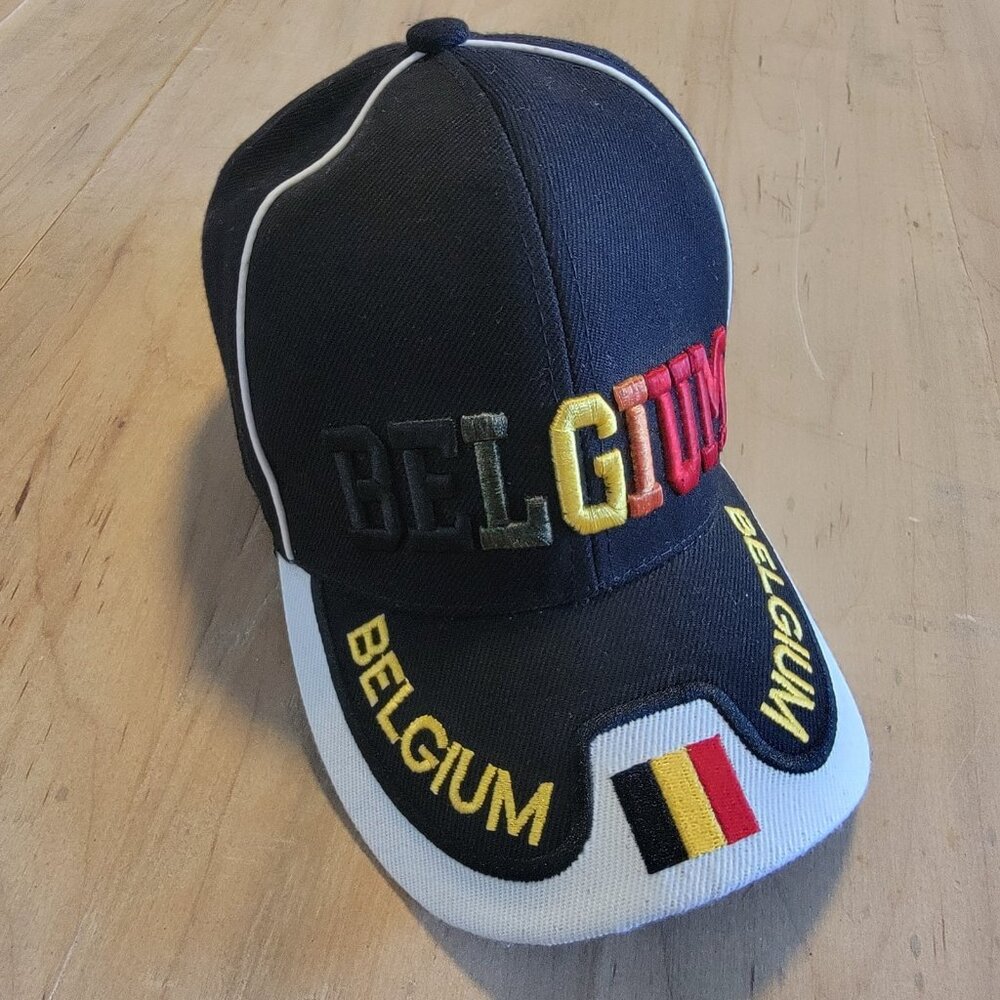 Belgium Hat Country‎ Black White Letter 3-D Letters Embroidered Hat Cap